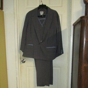 Suit-Womens Perceptions 3 Pc Women's Jacket, Vest & Pants, Sz:22, Grey Pinstripe
